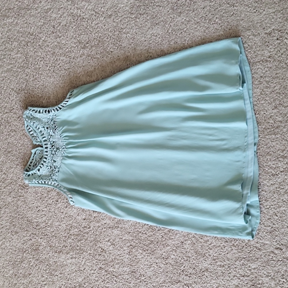 Mint green crochet detail dress